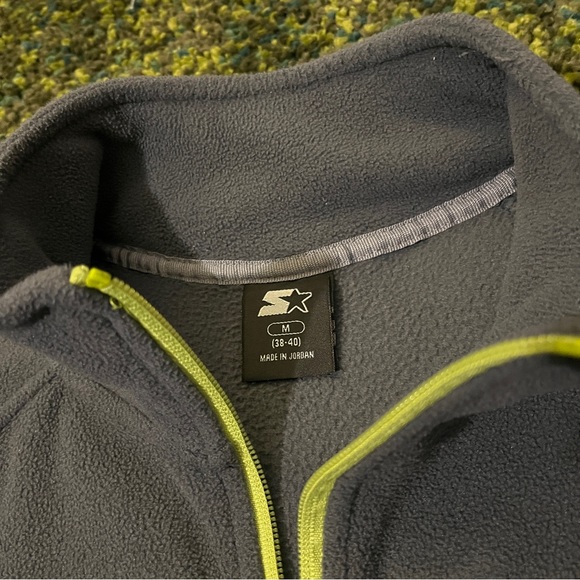 Starter Grey Fleece Pullover Quarter Zip Up Medium - Picture 2 of 4